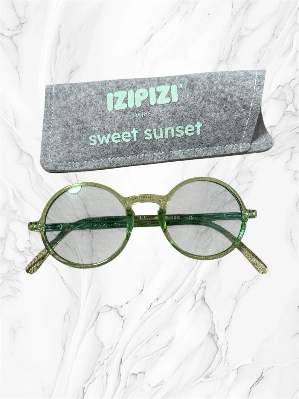 IZIPIZI Green Round Sunglasses - Sweet Sunset